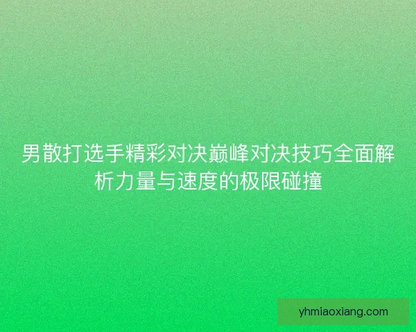 男散打选手精彩对决巅峰对决技巧全面解析力量与速度的极限碰撞