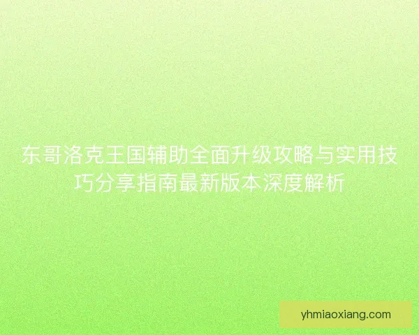 东哥洛克王国辅助全面升级攻略与实用技巧分享指南最新版本深度解析
