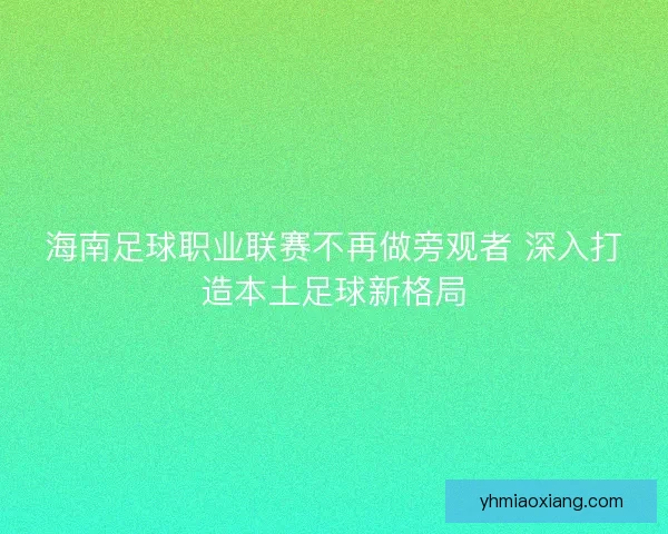 海南足球职业联赛不再做旁观者 深入打造本土足球新格局 海南足球职业联赛不再做旁观者 深入打造本土足球新格局